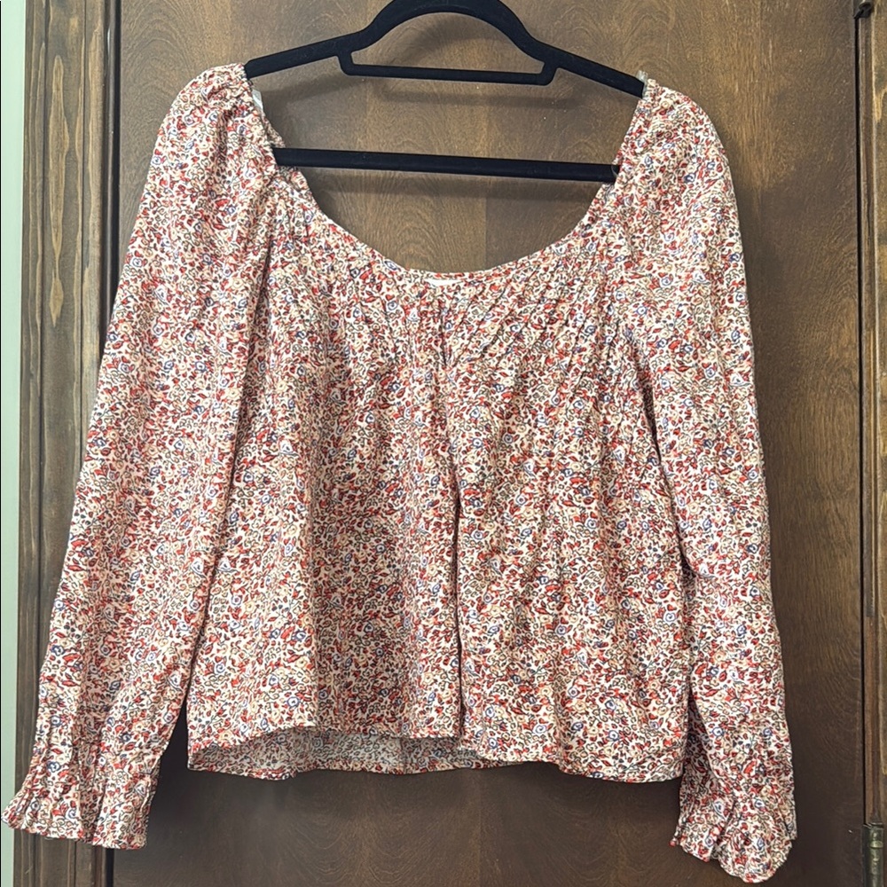 Floral Women's Top - Red and White